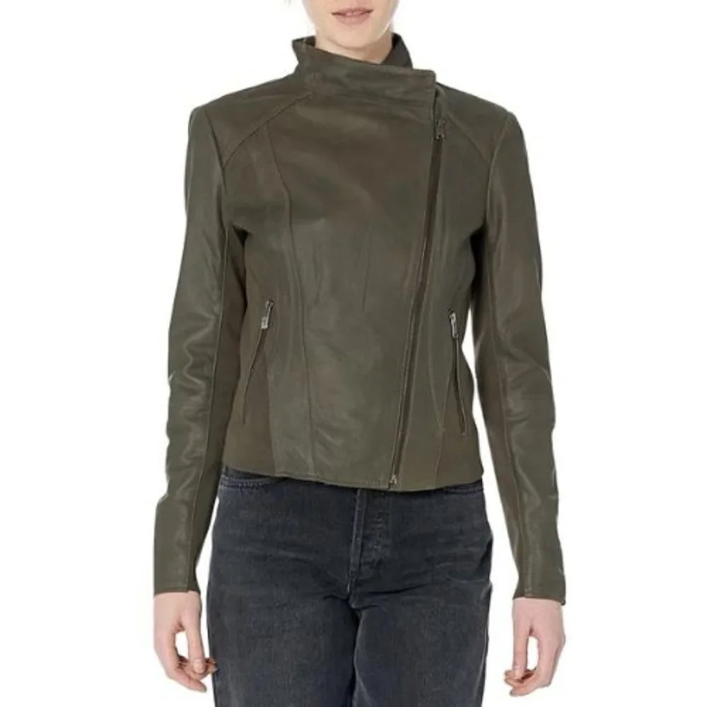 Andrew Marc New York Xsmall Women's Lightweight Asymmetrical Leather Jacket
